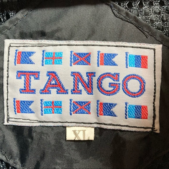 Vintage Windbreaker Tango USA Quarter Zip XL Black and Green Pull Cord Waist - Picture 10 of 10